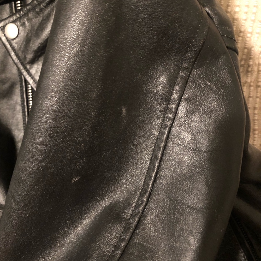 Ag Adriano Goldschmied Black Leather Moto Jacket - Picture 9 of 12